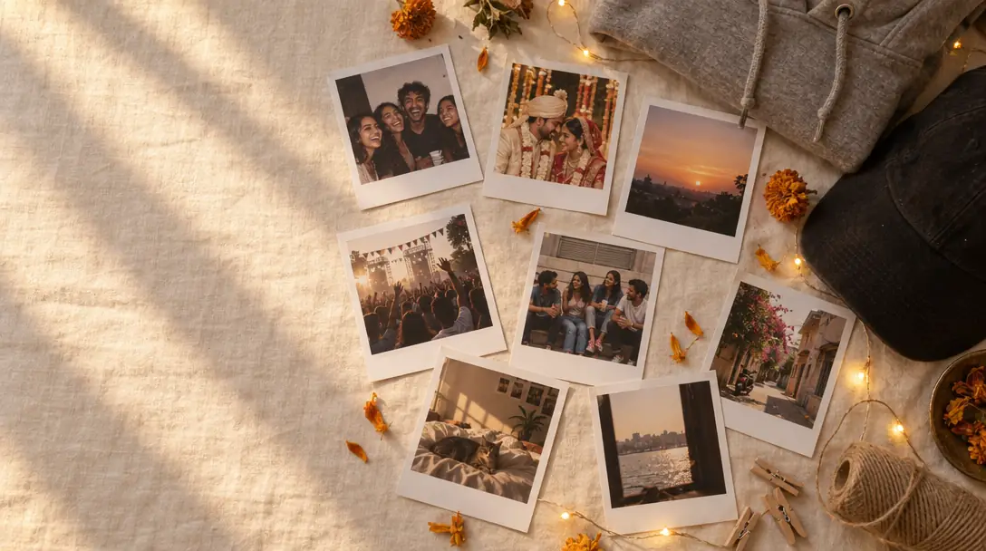 Polaroid prints, a scented candle and a custom hoodie from The Last Minute